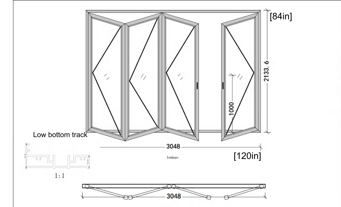 10 Ft Wide By 7 Ft Tall (120" By 84") Aluminum Bi Fold Patio Door Outswing Thermal Break Insulated Matt Black Finish
