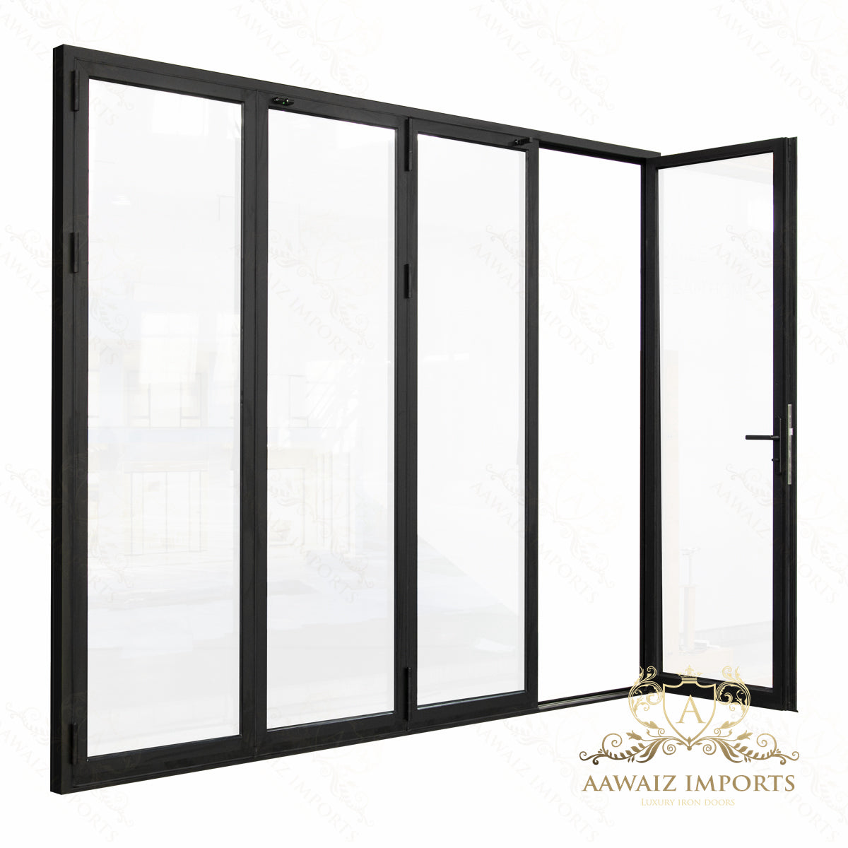 10 Ft Wide By 8 Ft Tall (120" By 96") Aluminum Bi Fold Patio Door Outswing Thermal Break Insulated Matt Black Finish