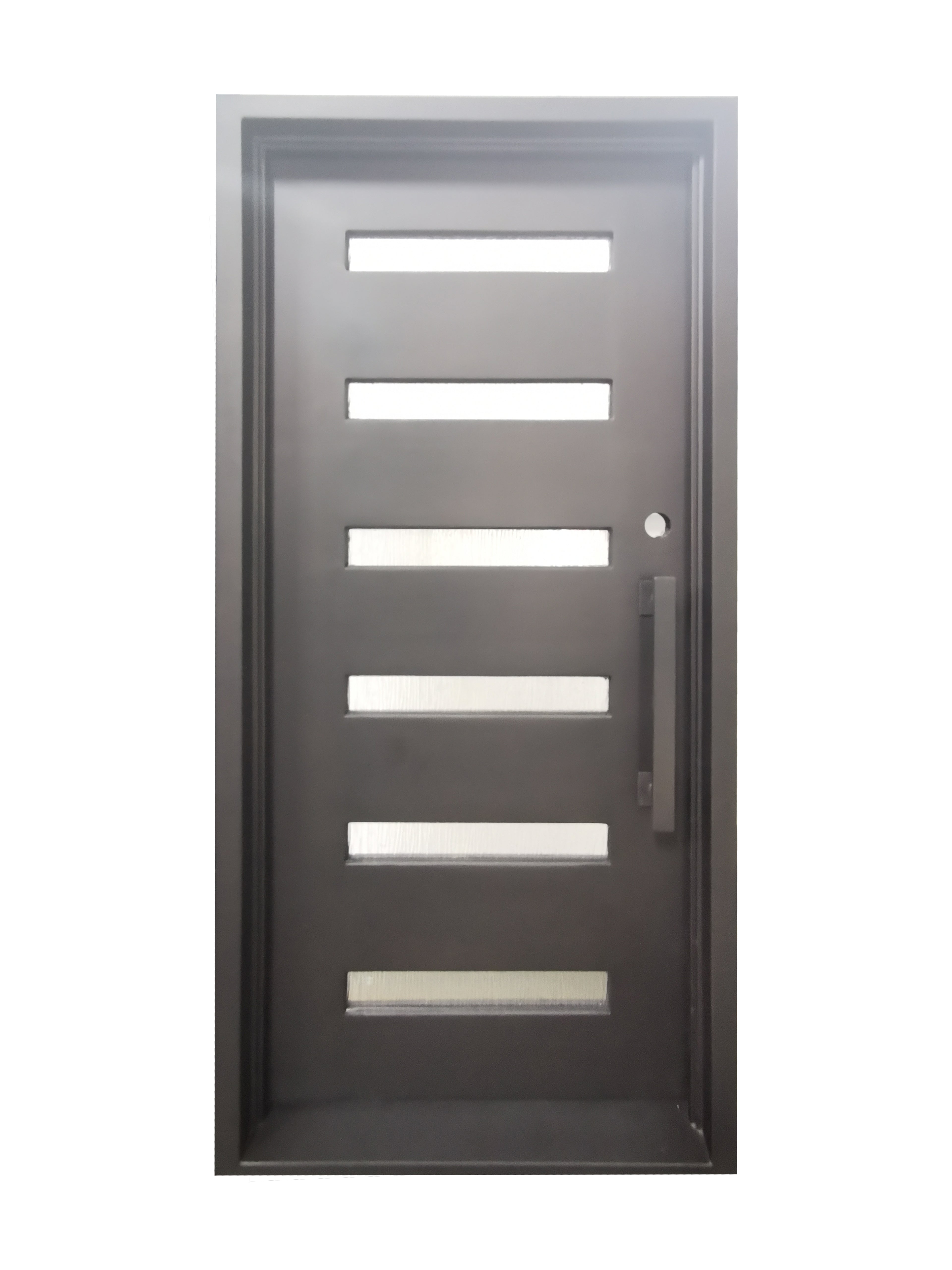 Aledo Model Pre Hung Single Front Entry Wrought Iron Door With Frosted Glass