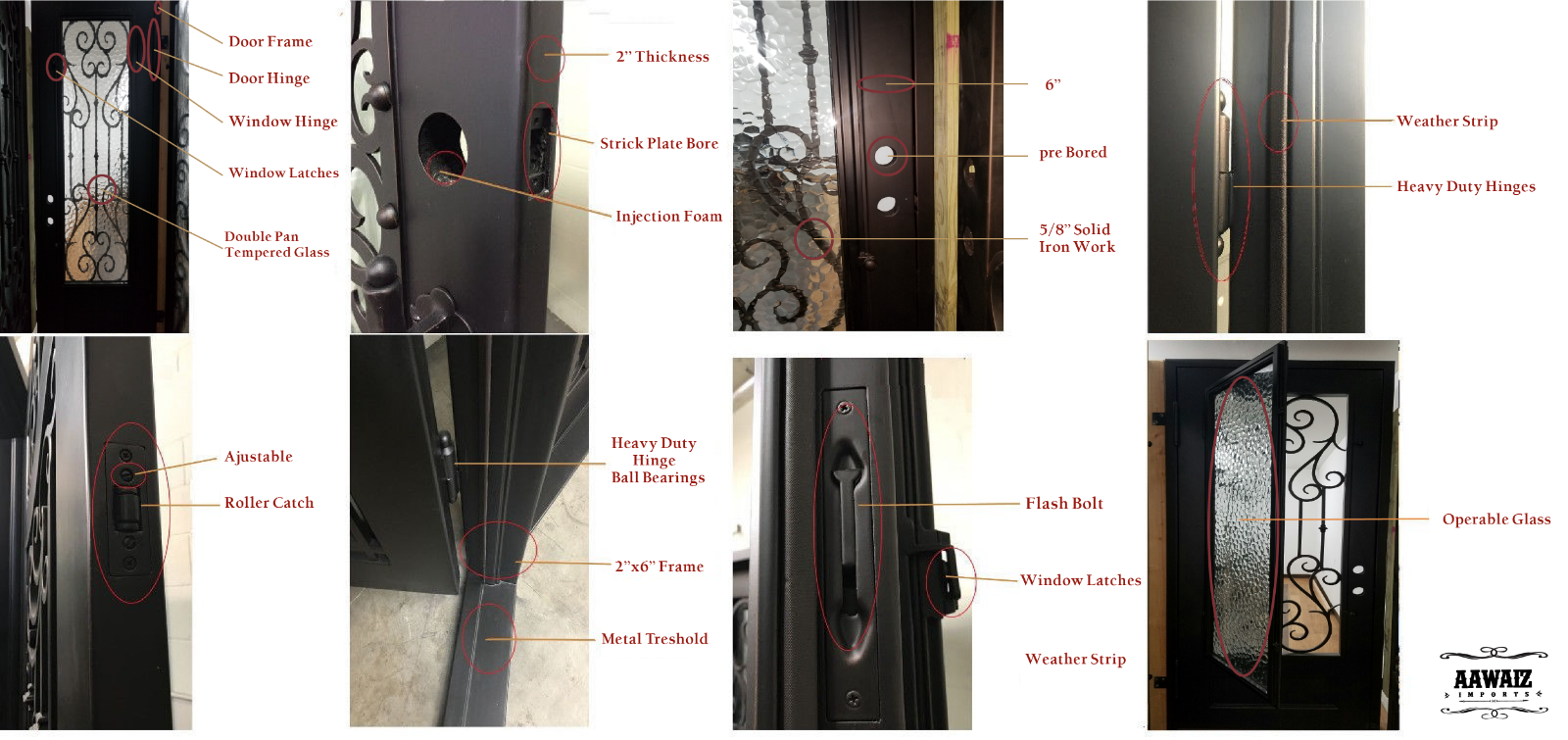Cisco Model Pre Hung Single Front Entry Wrought Iron Door With Water Cube Glass