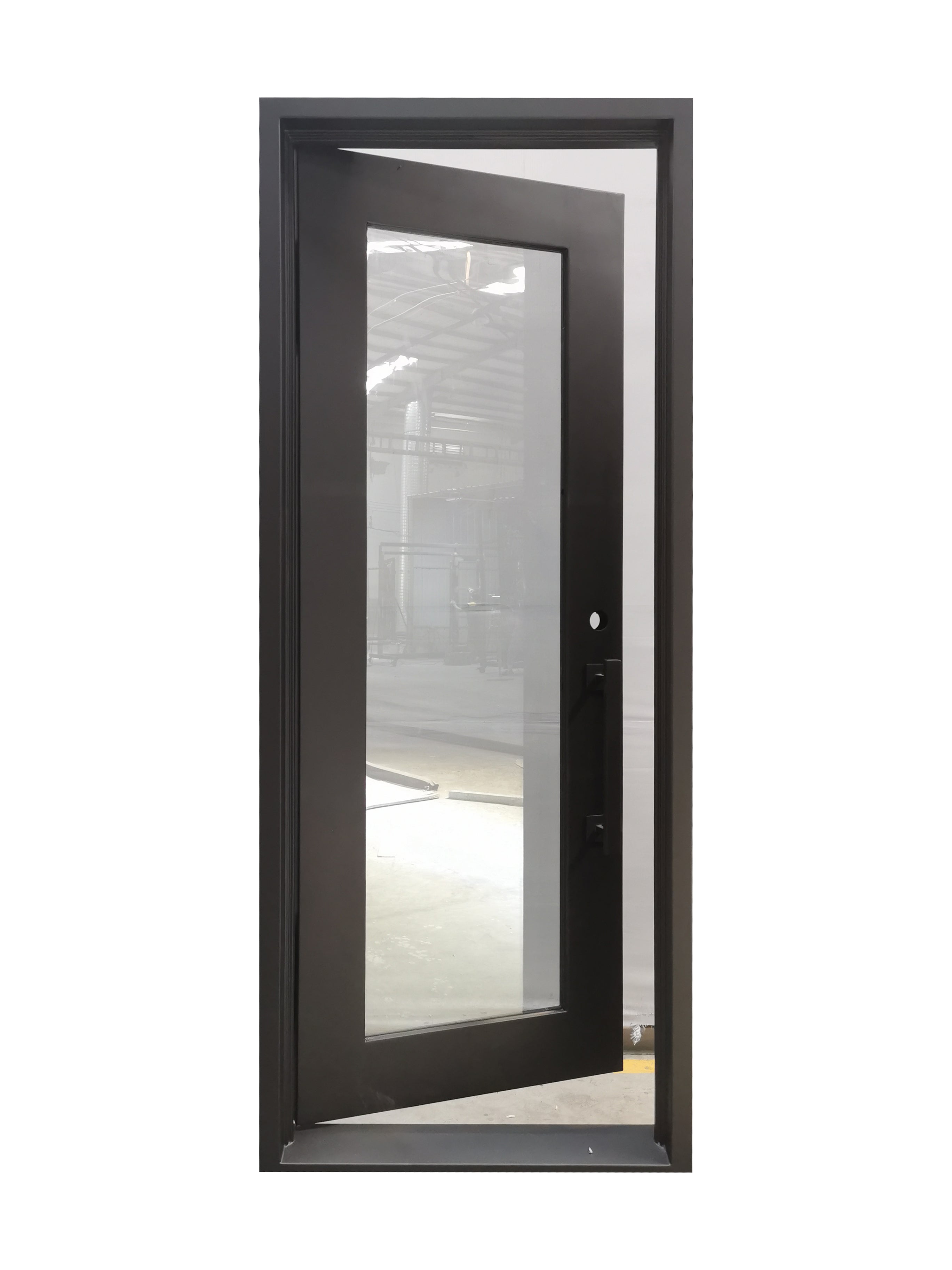 Austin Model Pre Hung Single Front Entry Wrought Iron Door With Rain Glass